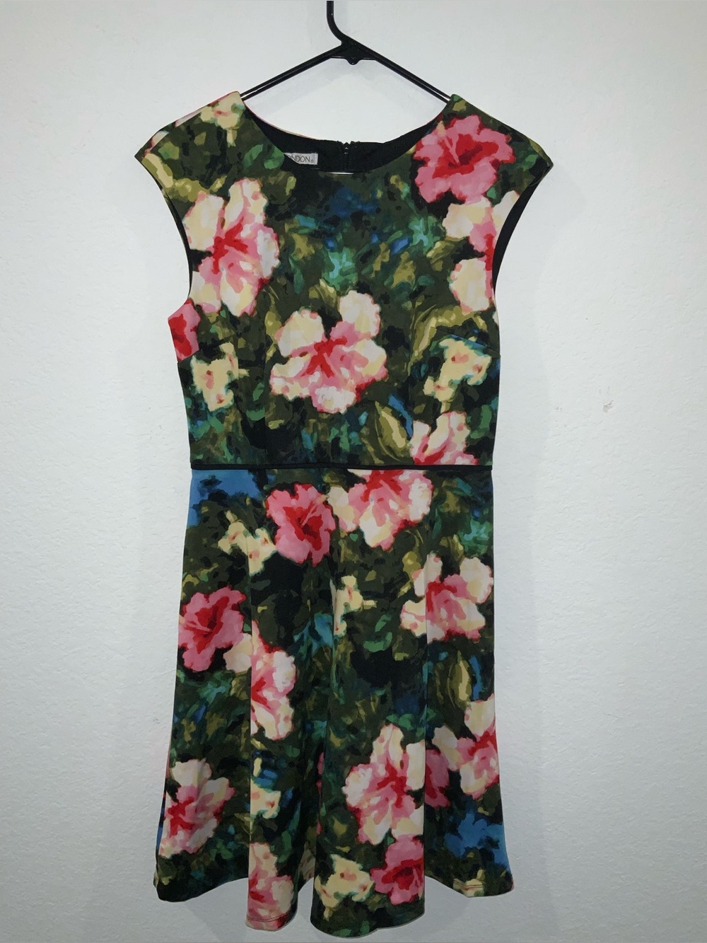 Maggy London Floral Fit-and-Flare Dress in Pink, Green & Blue Size 6